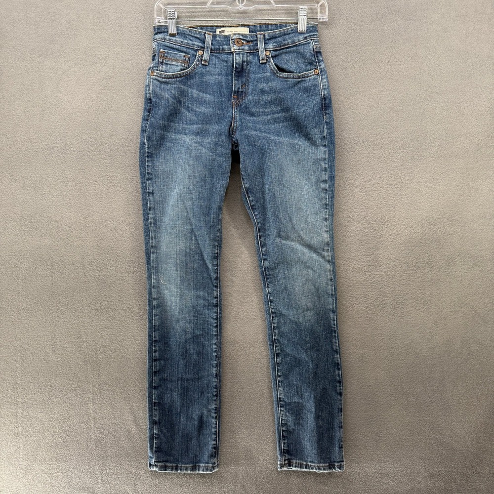 Levis Mid Rise Skinny Jeans Womens 2M Distressed Blue Stretch Denim 5-Pocket